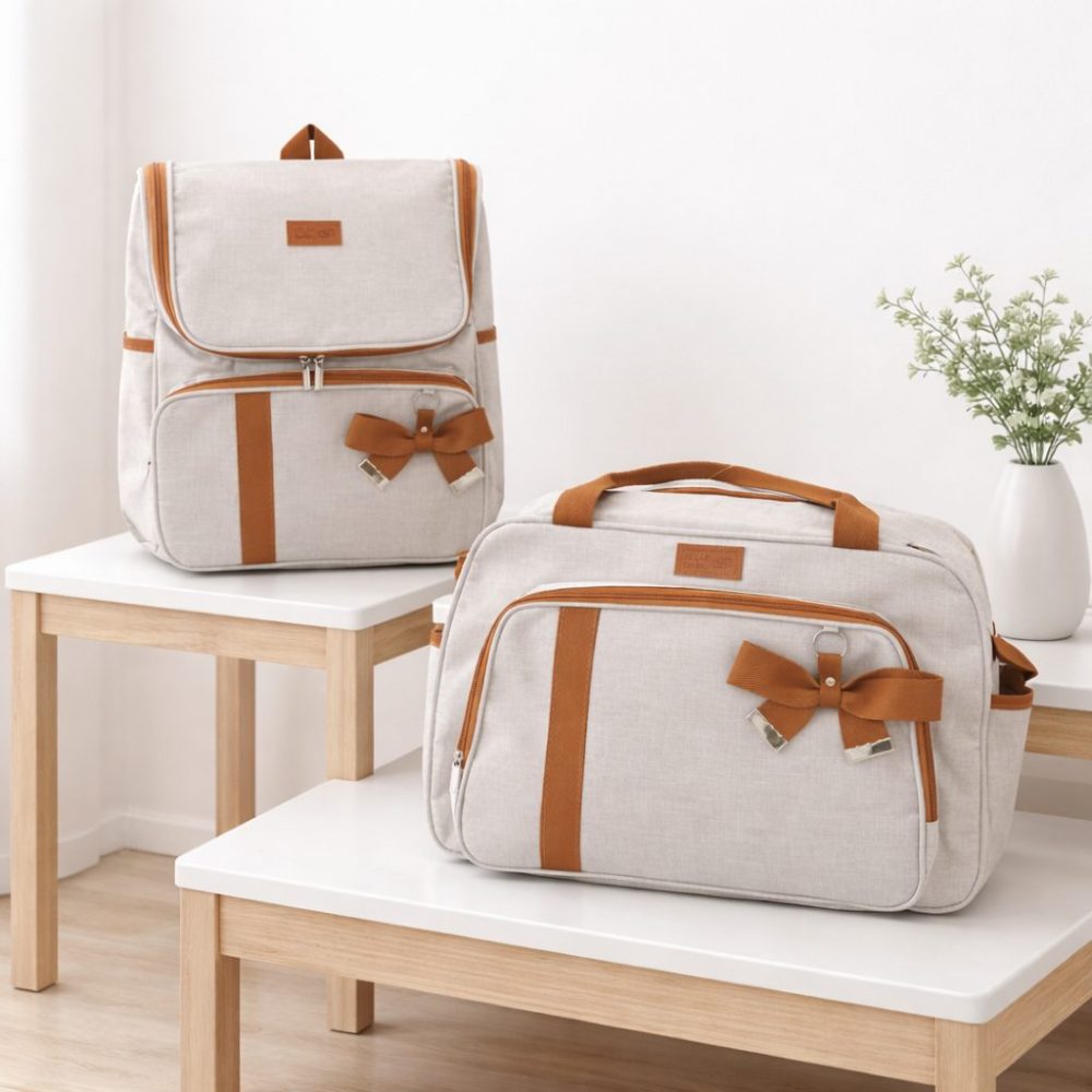 Kit Com Bolsa e Mochila Maternidade Venezza Caramelo