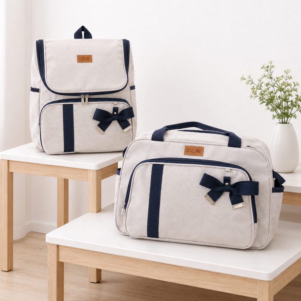 Kit Com Bolsa e Mochila Maternidade Venezza Marinho
