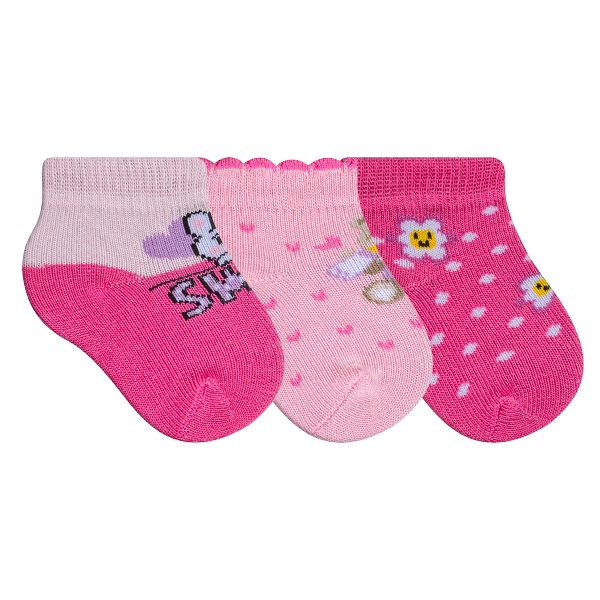 Kit Meia Bebê 3 Pares Cores Rosa Sweet
