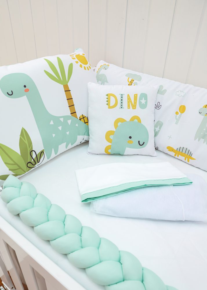 Kit Protetor de Berço 8 peças - Dinossauro