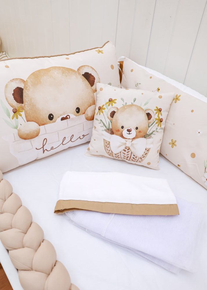 Kit Protetor de Berço 8 peças - Hello Urso