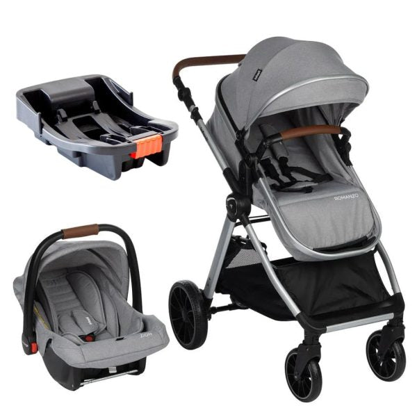 Carrinho Infanti Romanzo Trio Com Base Normal Cinza Granizo