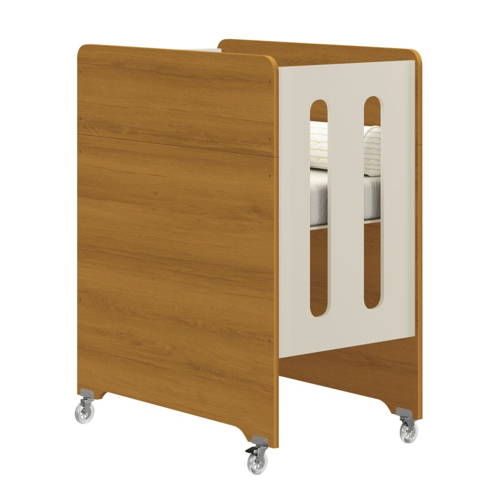 Quarto de Bebê Luna Max Reller | Guarda-Roupa 4 Portas, Cômoda e Berço Evolutivo- Areia Fosco Com Savana