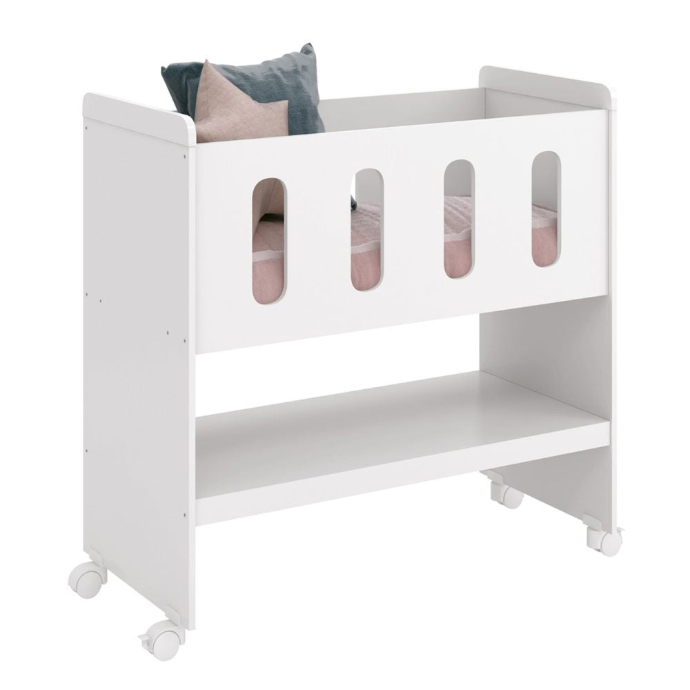 Mini Berço Zain 3 em 1 Com Colchão Reller - Branco Fosco