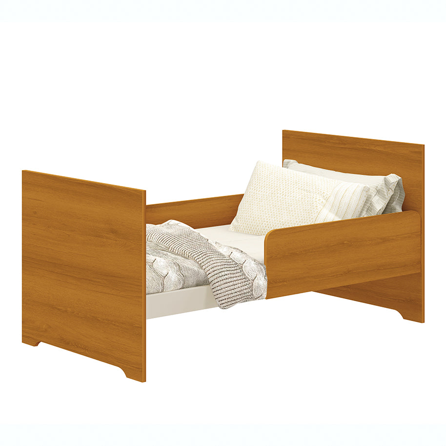 Quarto de Bebê Zaki Reller | Guarda-Roupa 4 Portas, Cômoda e Berço Evolutivo - Areia Fosco Com Savana
