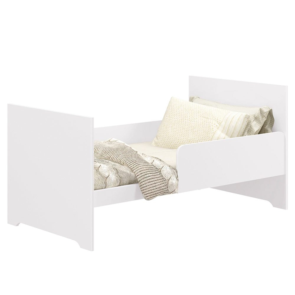 Quarto de Bebê Luna Max Reller | Guarda-Roupa 4 Portas, Cômoda e Berço Evolutivo - Branco Fosco