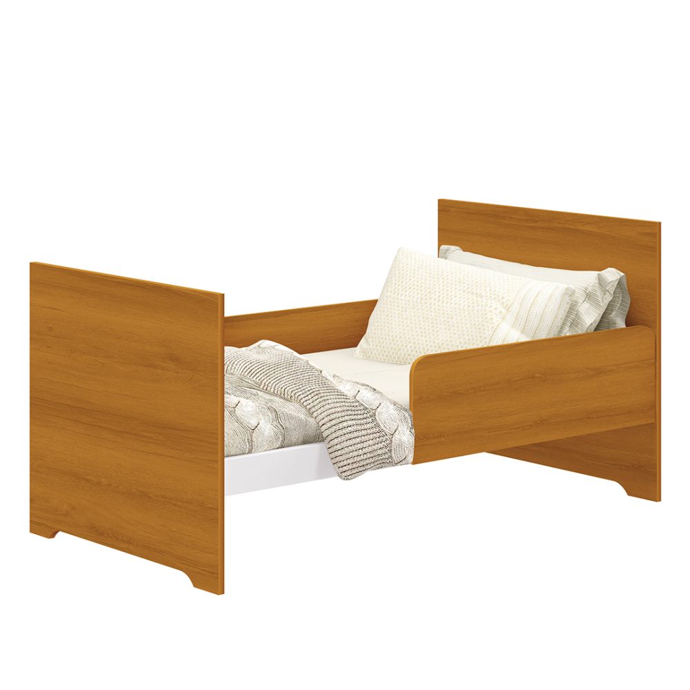 Quarto de Bebê Luna Max Reller | Guarda-Roupa 4 Portas, Cômoda e Berço Evolutivo - Branco Fosco Com Savana
