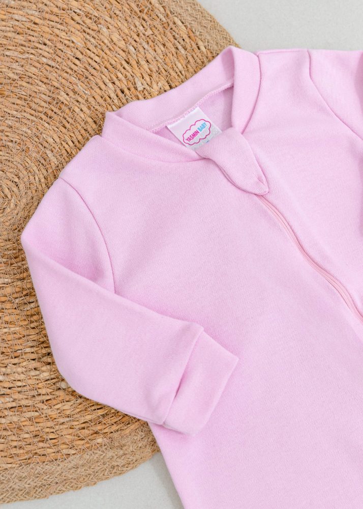 Macacão Bebê Suedine 100% Algodão - Rosa Algodão Doce
