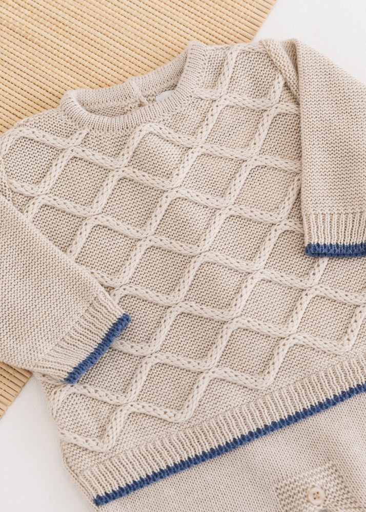 Macacão Bebê em Tricot Ondas Areia