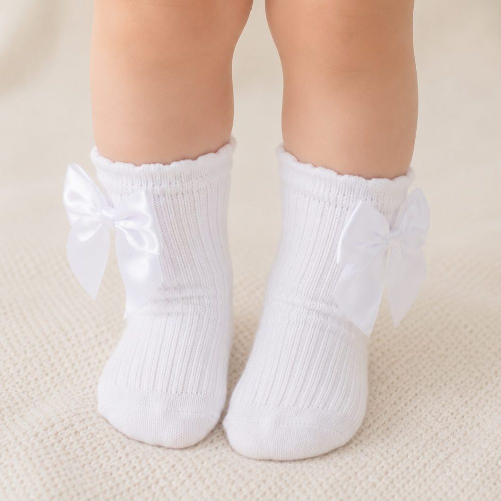 Meia Fun Socks Cano Alto com Laço Branco
