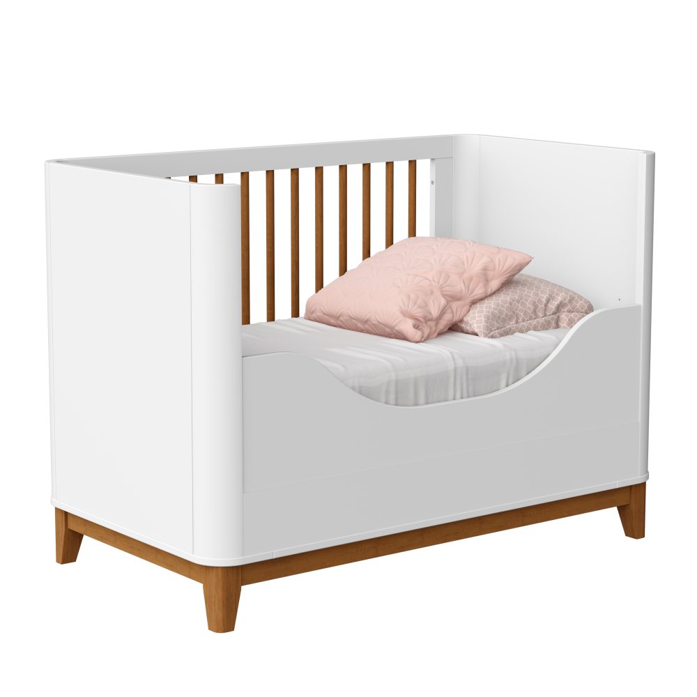 Quarto de Bebê Boom Plus Classic | Guarda-Roupa 3 Portas, Cômoda e Berço Reller - Branco Fosco