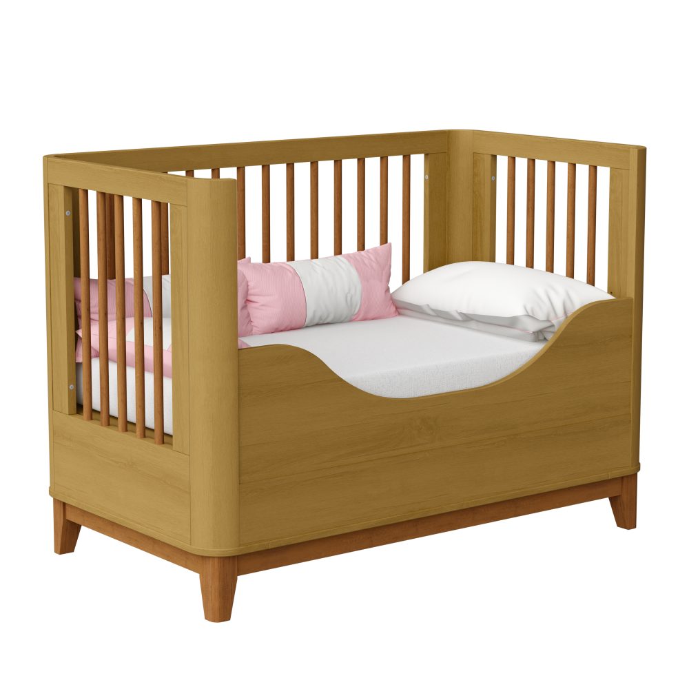 Quarto de Bebê Boom Slim Classic | Guarda-Roupa 4 Portas, Cômoda e Berço Reller - Areia Fosco Com Savana