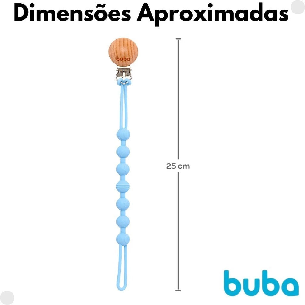 Prendedor De Chupeta Silicone Azul - Buba