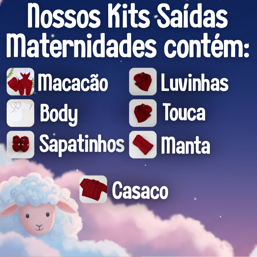 Saída De Maternidade Feminina Bebê Tricô 7 Peças Helena - ACOMPANHA BODY PERSONALIZADO À MÃO                                                                        Lilás