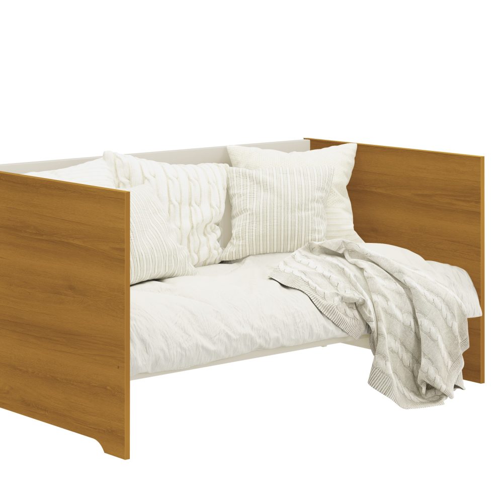Quarto de Bebê Zaki Reller | Guarda-Roupa 4 Portas, Cômoda e Berço Evolutivo - Areia Fosco Com Savana