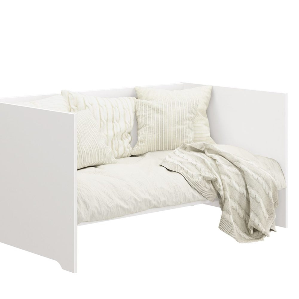 Quarto de Bebê Luna Max Reller | Guarda-Roupa 4 Portas, Cômoda e Berço Evolutivo - Branco Fosco
