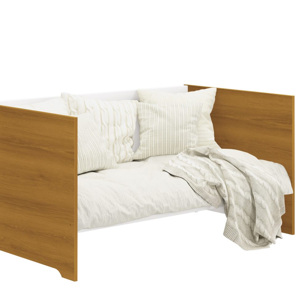 Quarto de Bebê Zaki Reller | Guarda-Roupa 4 Portas, Cômoda e Berço Evolutivo - Branco Fosco Com Savana