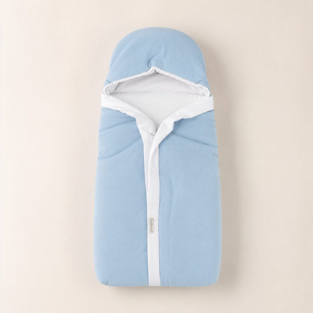 Saco de Dormir em Algodão Ultra Soft Com Capuz - Azul