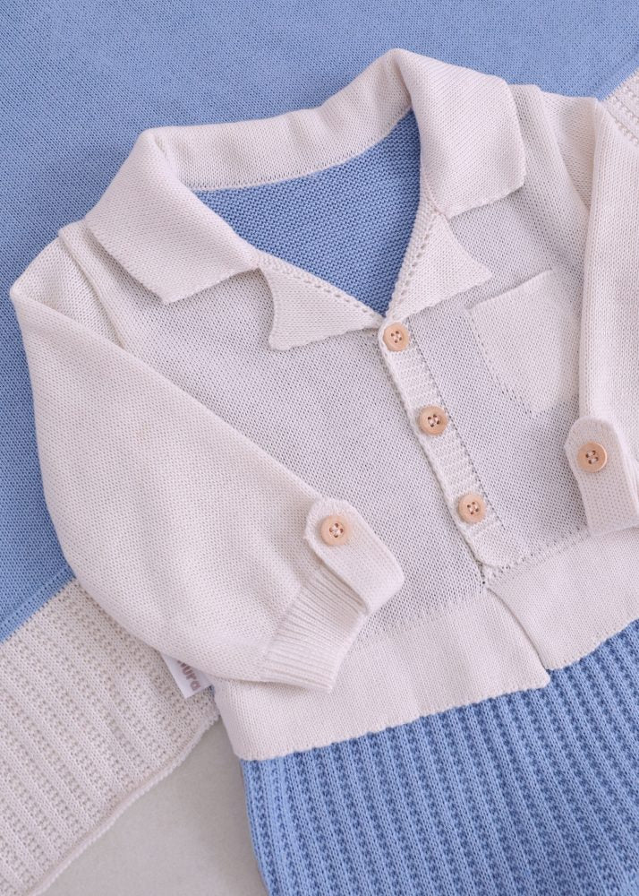 Saída Maternidade RN Azul com Macacão Casaquinho e Manta