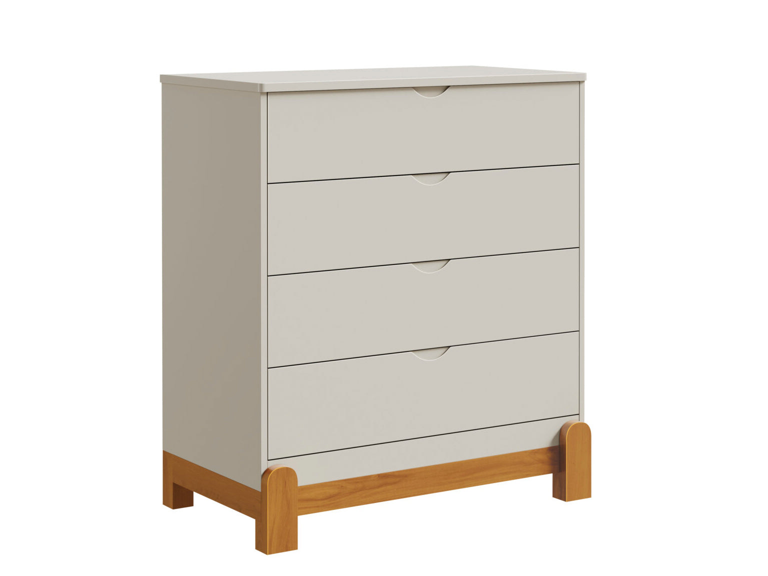 Quarto de Bebê Lotus Reller | Guarda-Roupa 4 Portas, Cômoda e Berço - Areia Fosco