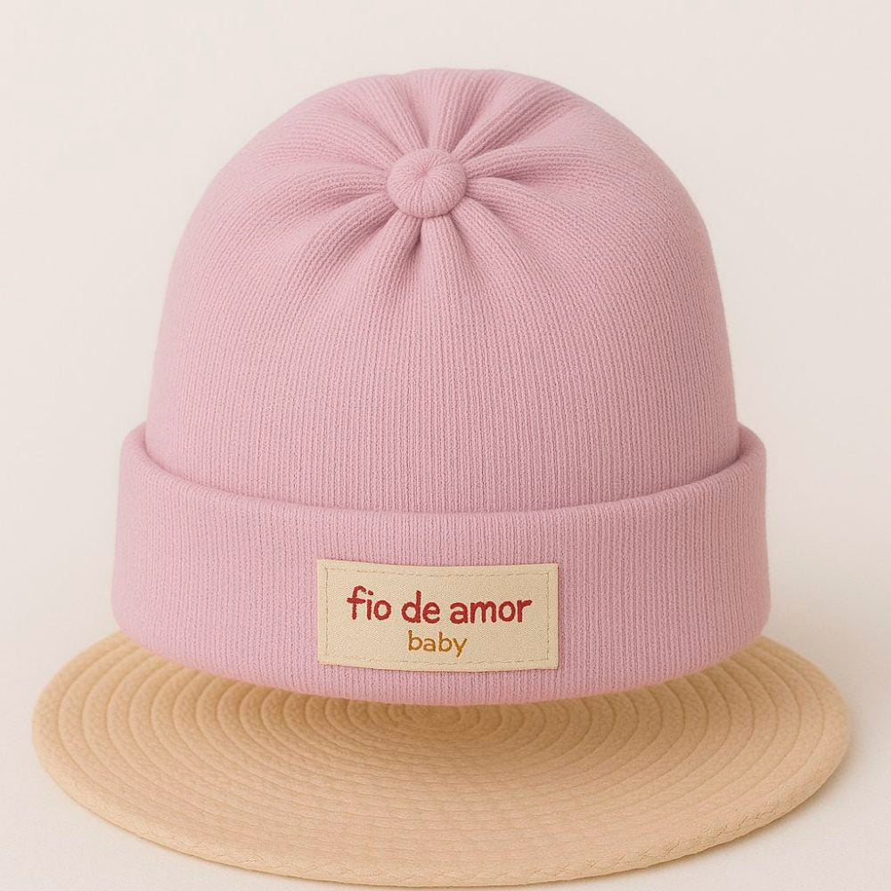 Touca Para Bebê Recém-nascido Tricô - Rosa Bebê
