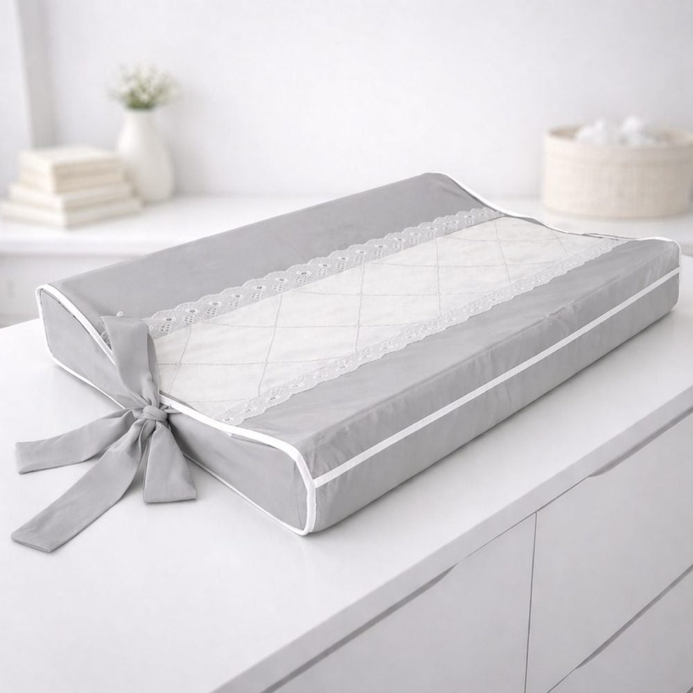 Trocador de Bebê Anatômico para Cômoda - Cinza com Linho