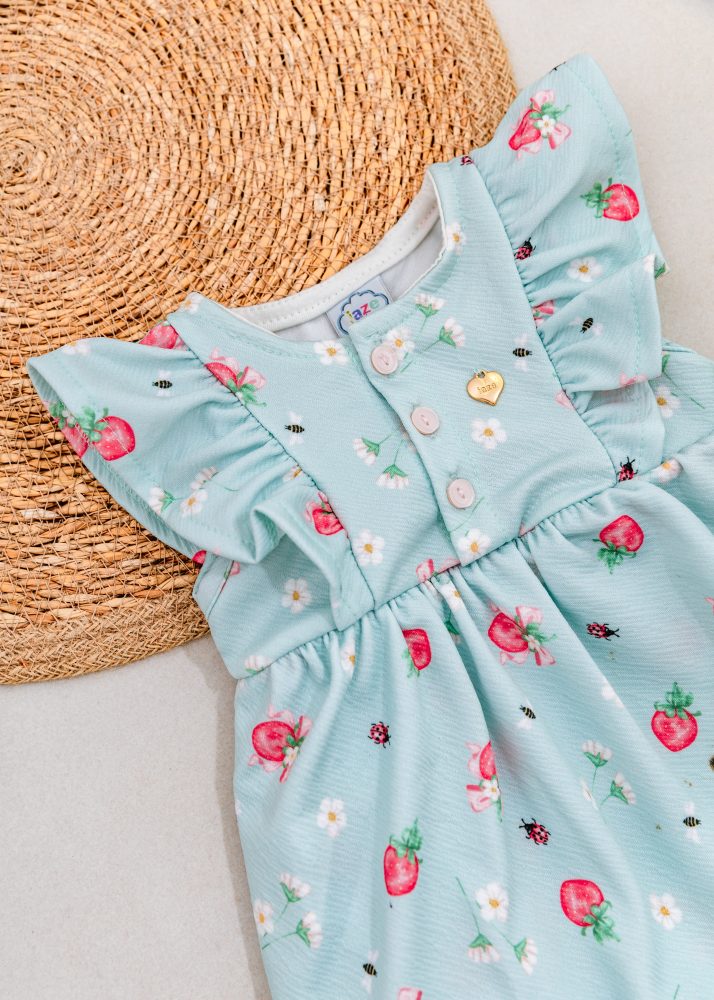 Vestido Body Verde Bebê Com Estampa Frutas Iase