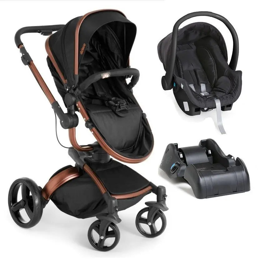 Kit Carrinho de Bebê 360 + Bebê Conforto + Base - Golden