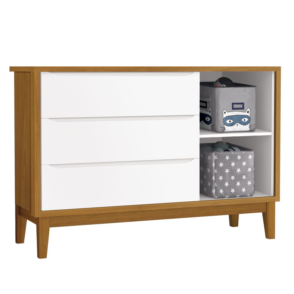 Cômoda Sapateira Classic Reller - Branco Fosco Com Savana