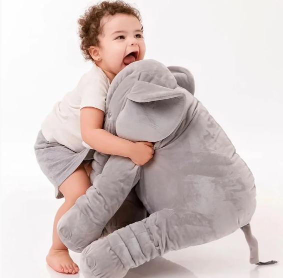 Elefante Almofada de Pelúcia 60cm - Cinza