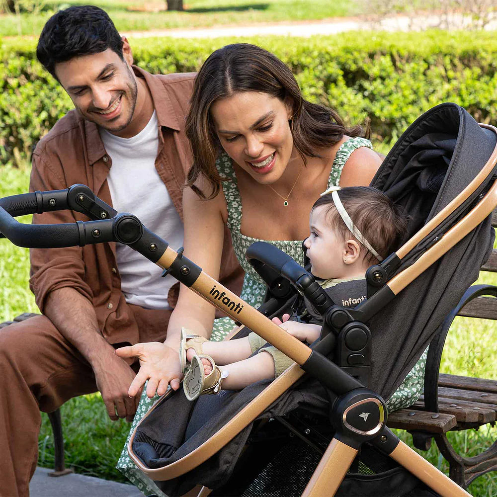 Carrinho Infanti Romanzo Trio Base Isofix Preto Bronze
