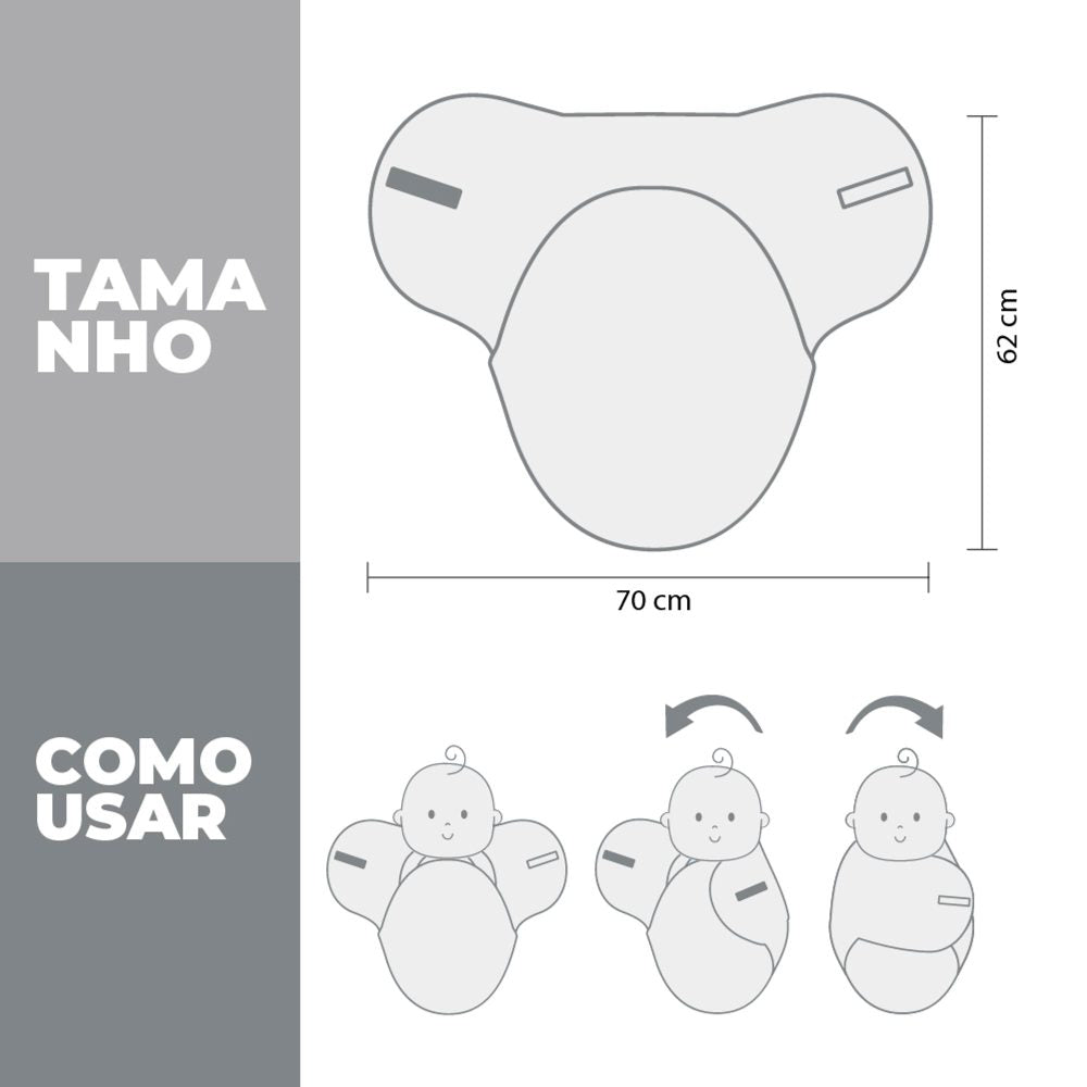 Cueiro Swaddle Ajustável Coração 100% Algodão