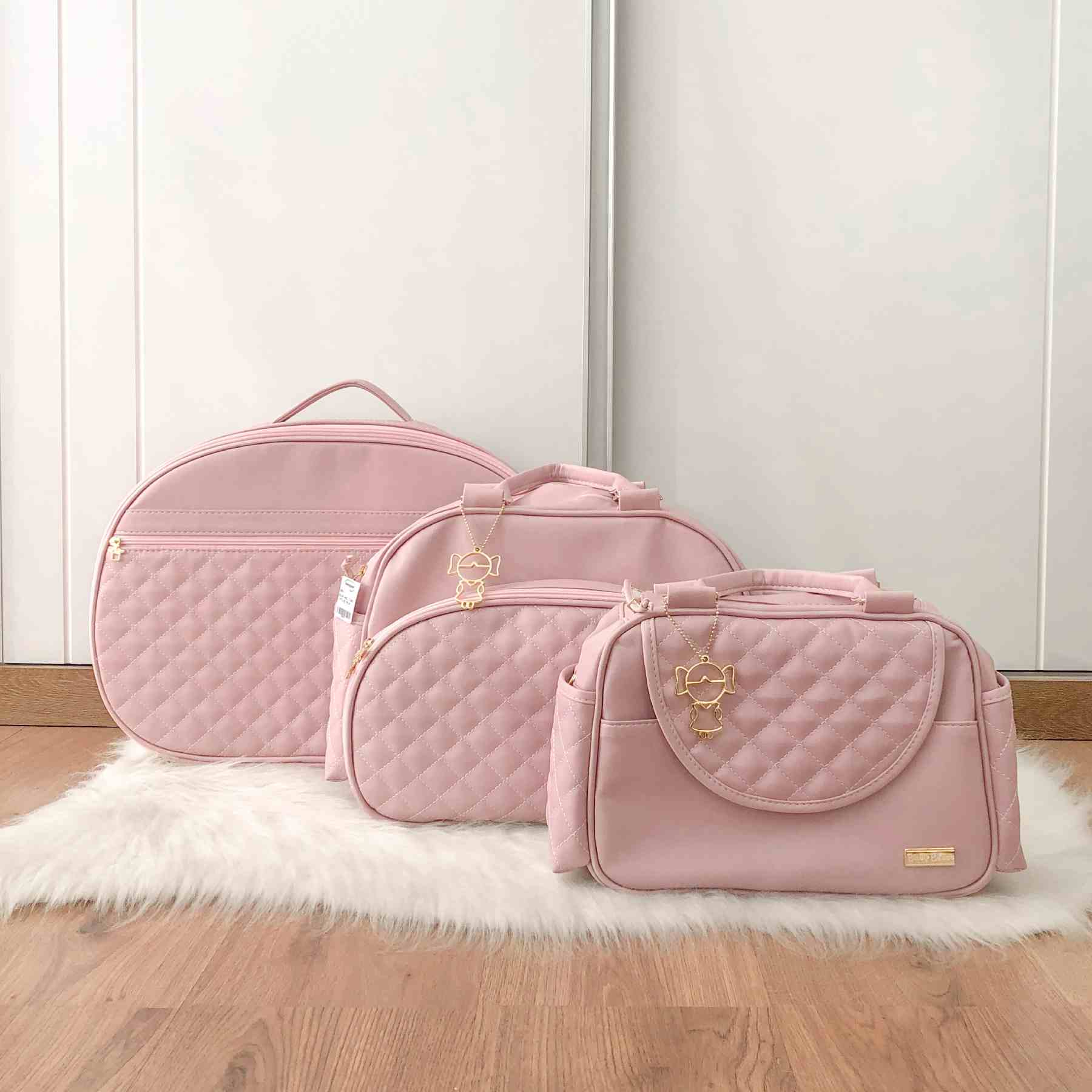 Kit Bolsa Luxo - 3 Peças Rosa
