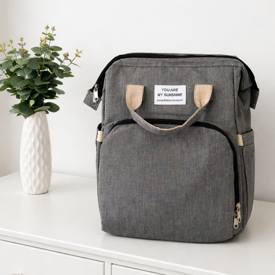 Mochila Maternidade Vira Berço Térmica - Cinza