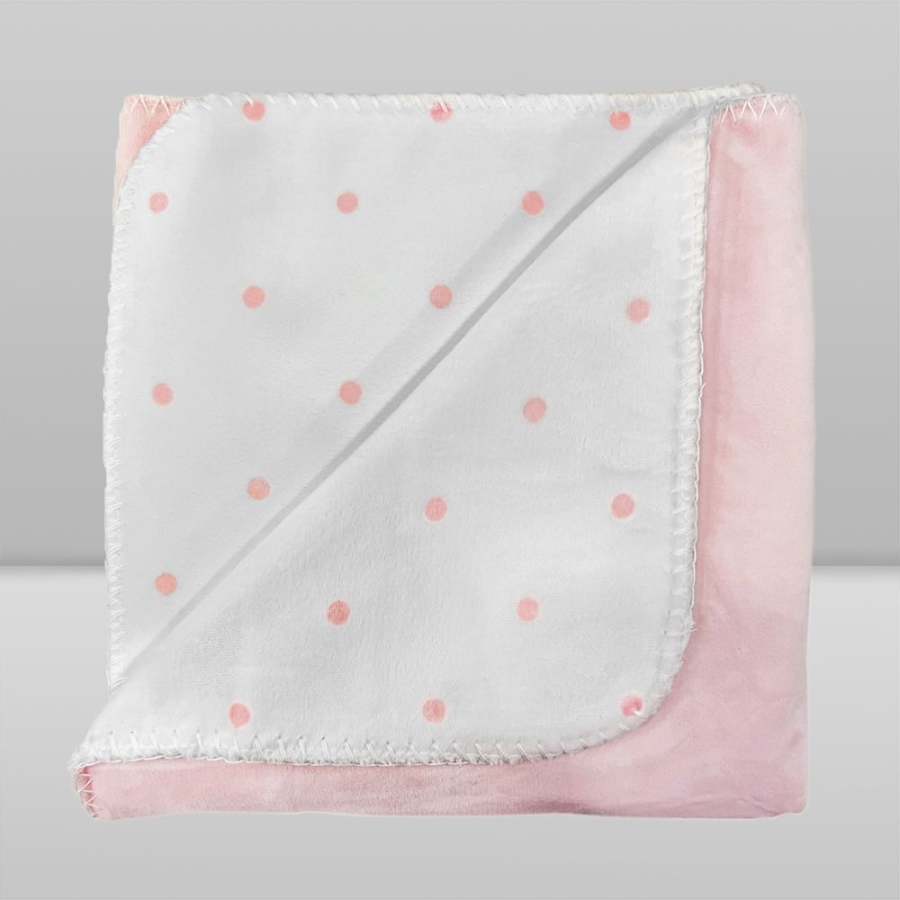 Manta Bebê Dupla Face Micropolar Poá Rosa