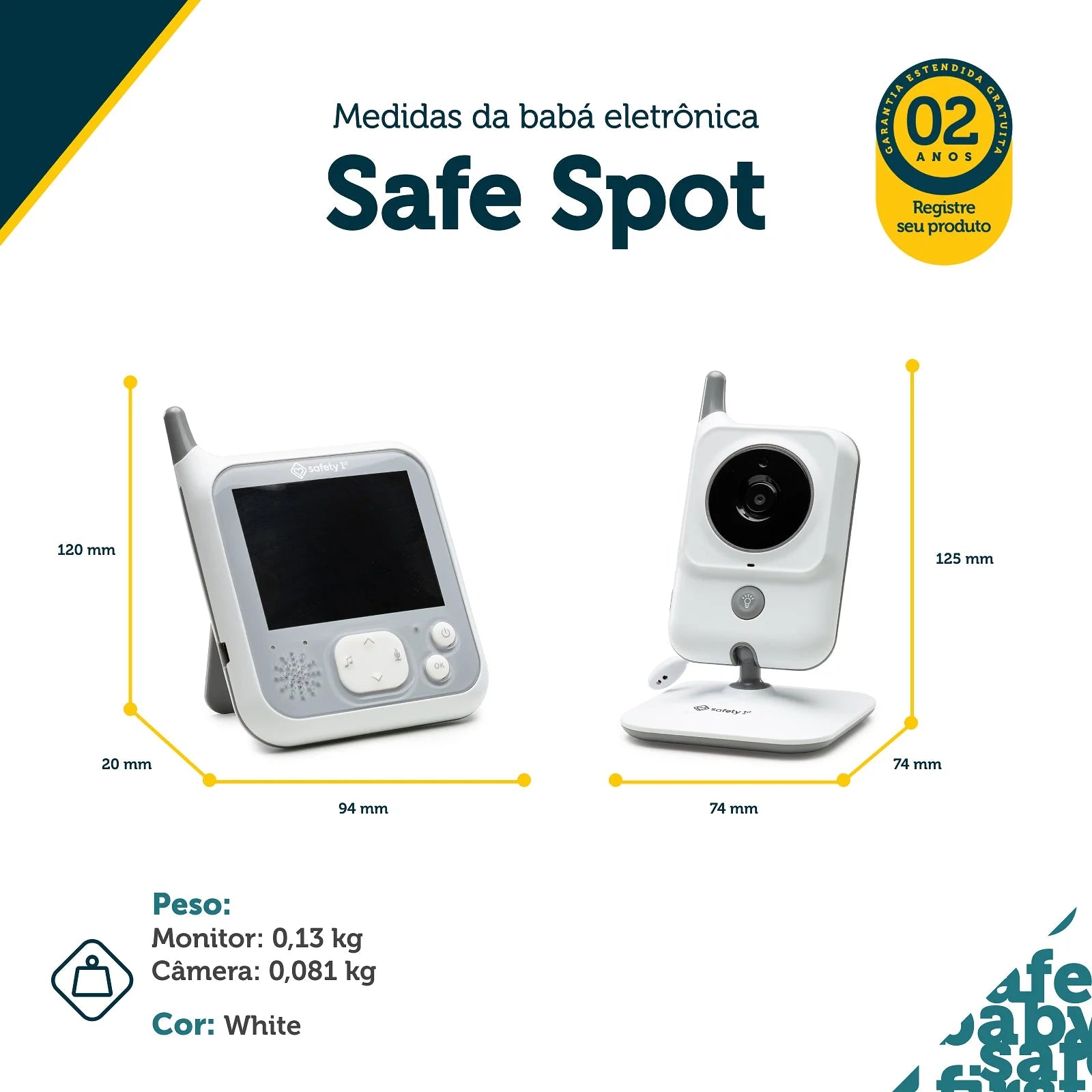 Babá Eletrônica com Monitor Safe Spot Safety 1St