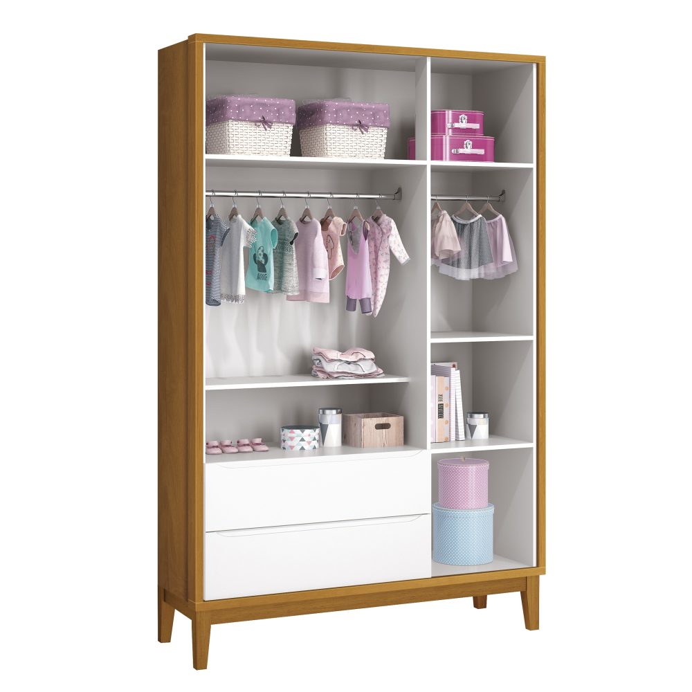 Roupeiro Classic Reller - Branco Fosco com Savana