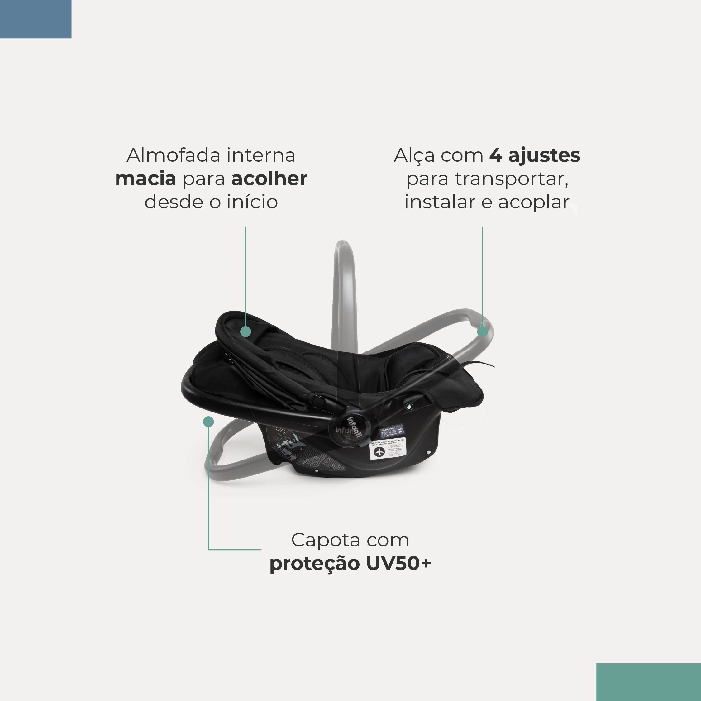 Carrinho Infanti Nivola Trio Preto Solar Com Base